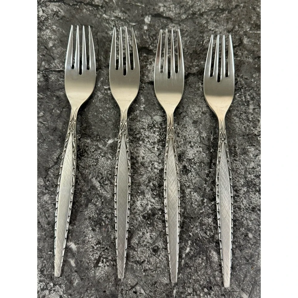 Oneida Community VENETIA Stainless Dinner Fork Burnished Glossy Flatware Lot 4